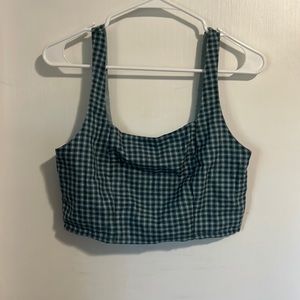 American Eagle green/teal plaid crop tank top